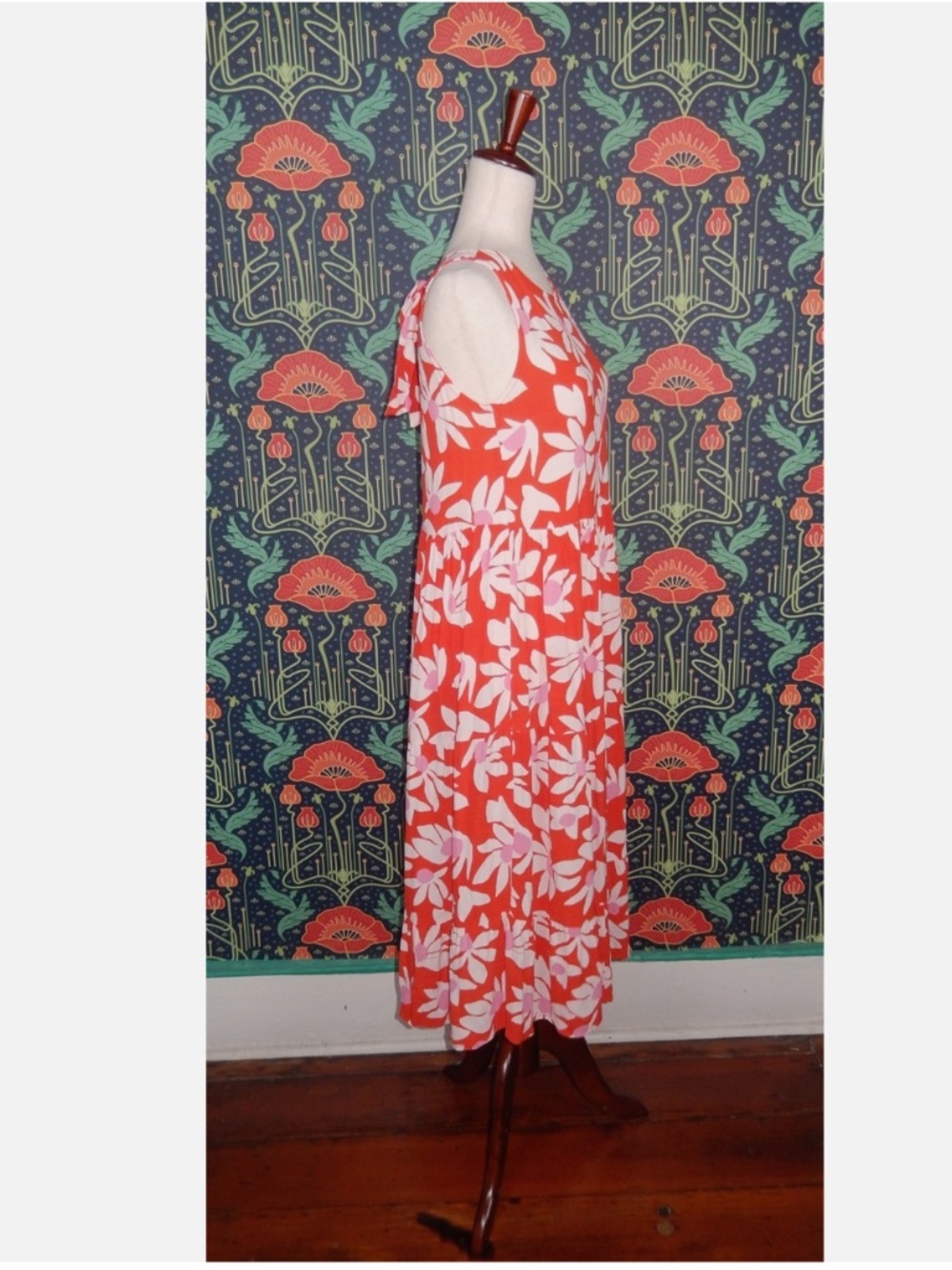 Mister Zimi Olivia Red White Daisy Midi Sleeveless Dress AU 10/US 6 - Picture 8 of 9